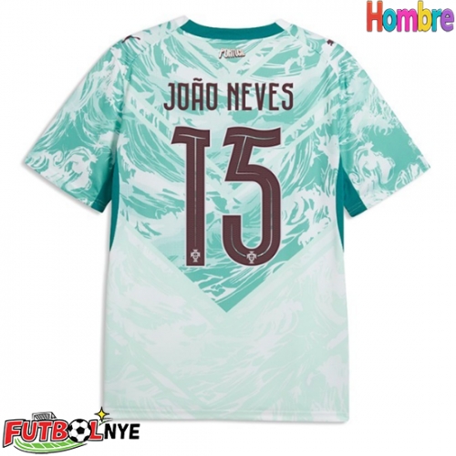 Camiseta Portugal Joao Neves #15 Visitante Equipación Mundial 2026 manga corta